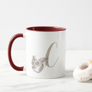 Dove Elegant Monogram Initial C Personalised Mug