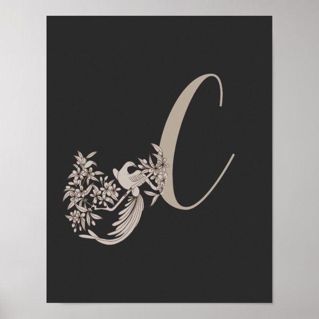 Dove Elegant Monogram Initial C  Poster (Front)