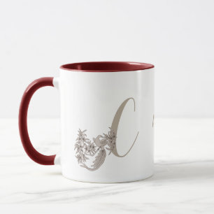 Dove Elegant Monogram Initial C  Your Name Mug
