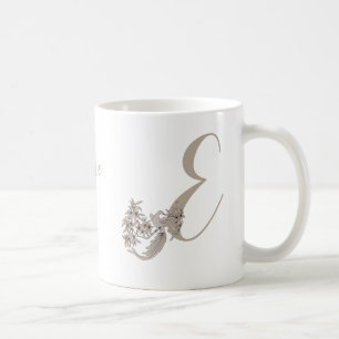 Dove Elegant Monogram Initial E Personalised Coffee Mug