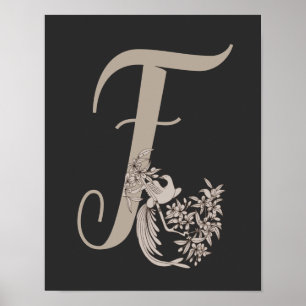 Dove Elegant Monogram Initial F Poster