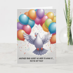 Dove flying ballons background birthday card