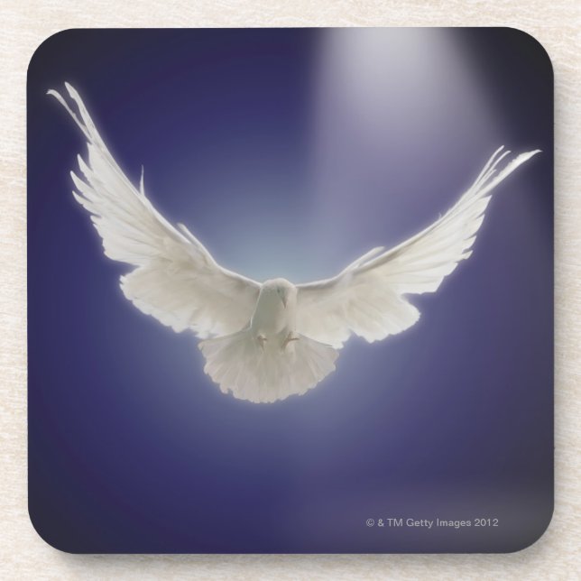 Dove flying through beam of light coaster (Front)