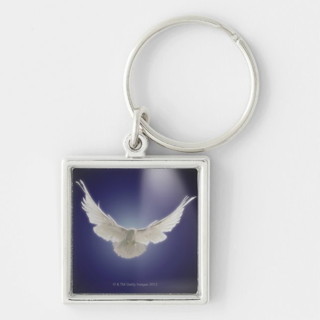 Dove flying through beam of light key ring (Front)