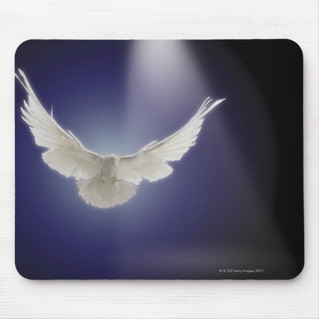 Dove flying through beam of light mouse pad (Front)