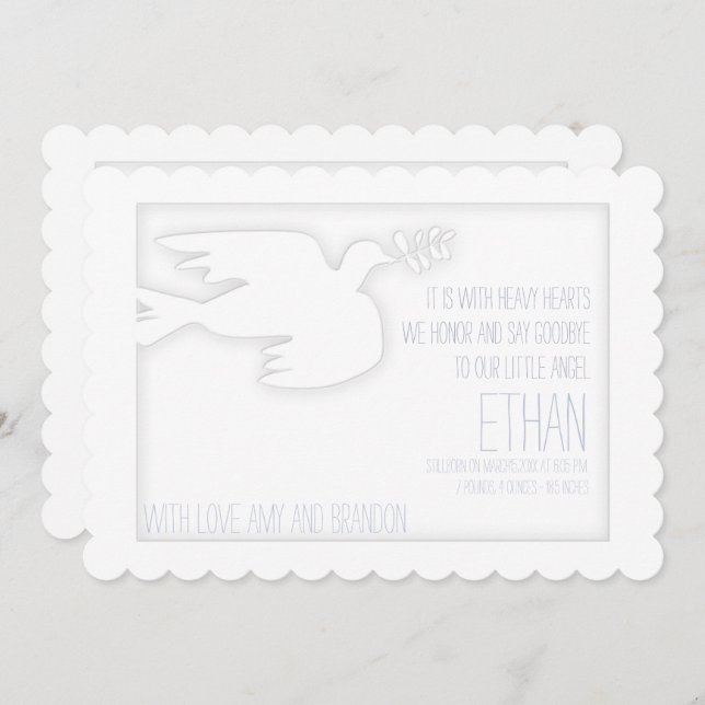 Dove for an Angel Child Funeral Announcement (Front/Back)