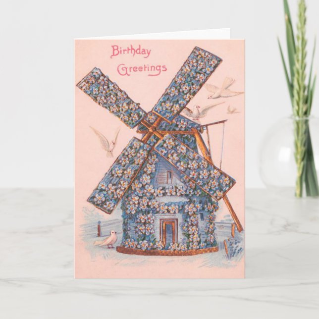 Dove Forget-Me-Not Windmill Card (Front)