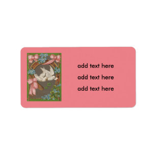 Dove Forget-Me-Nots Horseshoe Four Leaf Clover Label