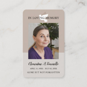 Dove Funeral Memorial Prayer Photo Card