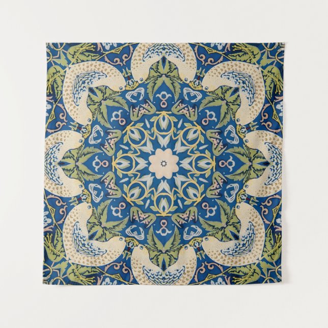 Dove Garden – Vintage Floral Tapestry (Front)