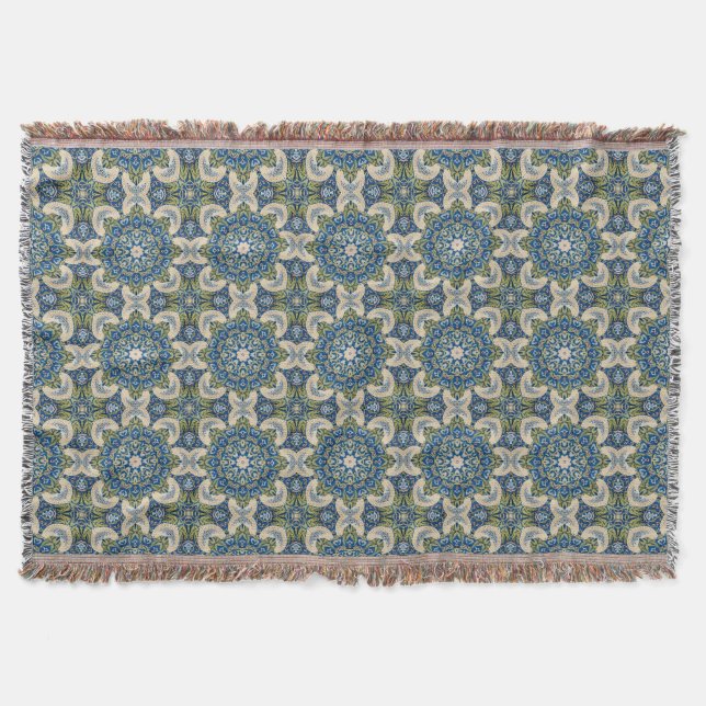 Dove Garden – Vintage Floral Throw Blanket (Front)