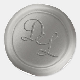 Dove Grey 2 Letter Monogram Wax Seal Stickers
