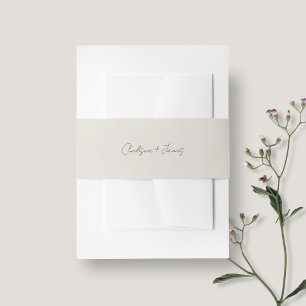 Dove Grey Chic and Simple Script Wedding Invitation Belly Band