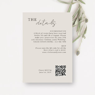 Dove Grey Chic Minimal Wedding QR Code Enclosure Card