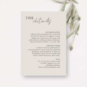 Dove Grey Chic Minimalist Wedding Details Enclosure Card