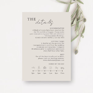 Dove Grey   Chic Minimalist Wedding Details Icons Enclosure Card