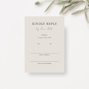 Dove Grey   Chic Minimalist Wedding RSVP Enclosure Card