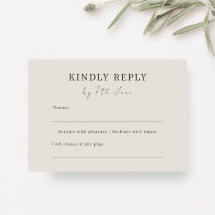 Dove Grey   Chic Minimalist Wedding RSVP Enclosure Card