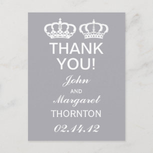 Dove Grey Royal Couple Thank You Postcard