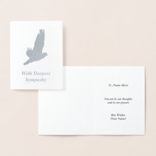 Dove in Flight - Elegant Silver Sympathy Motif Foil Card