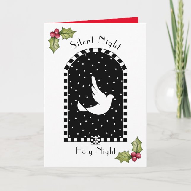 Dove In Snowy Sky Christmas Card (Front)