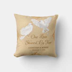 Dove Love Birds Faux Foil Wedding Cushion