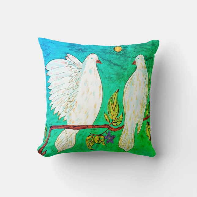 Dove Love Throw Pillow (Front)
