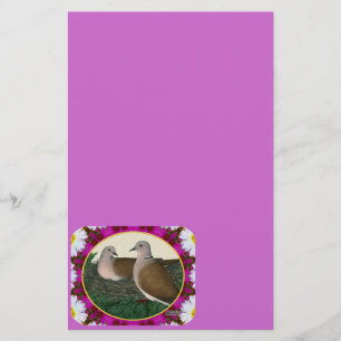 Dove Nest and Flowers Stationery