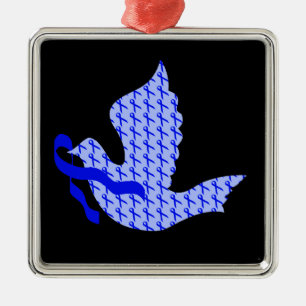 Dove of Hope Blue Ribbon - Colon Cancer Metal Tree Decoration