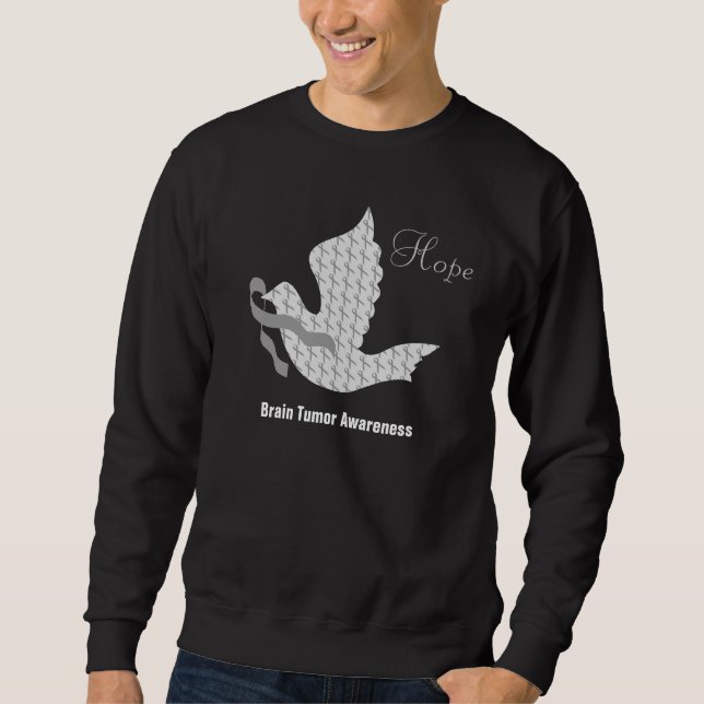 Dove of Hope Grey Ribbon Brain Cancer Tumour Sweatshirt (Front)