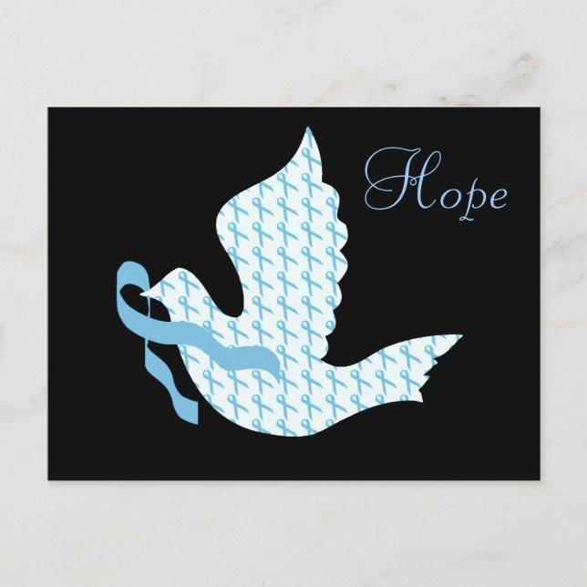 Dove of Hope Light Blue Ribbon - Prostate Cancer Postcard (Front)
