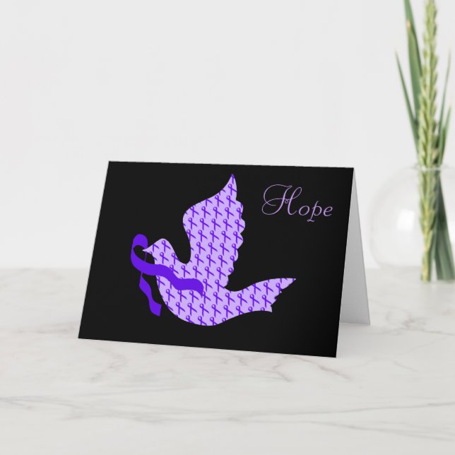 Dove of Hope Purple Ribbon - Crohn's & Colitis Holiday Card (Front)