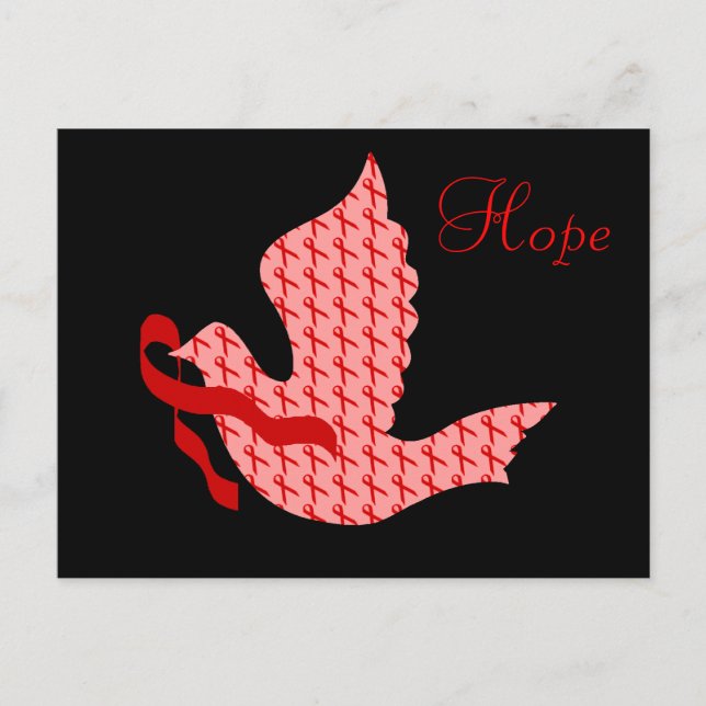 Dove of Hope Red Ribbon - AIDS & HIV Postcard (Front)