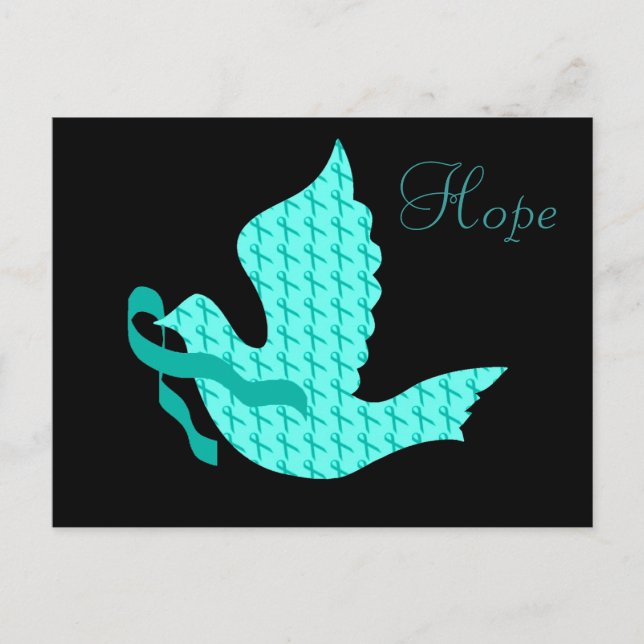 Dove of Hope - Teal Ribbon (Cervical Cancer) Postcard (Front)