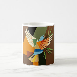 DOVE OF PEACE ABSTRACT GEOMETRIC COFFEE MUG