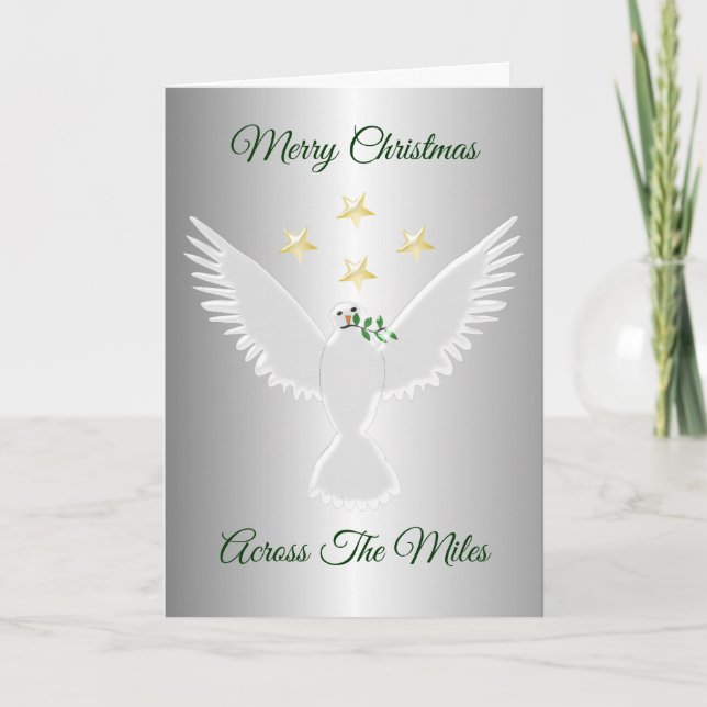 Dove Of Peace Across The Miles Christmas Holiday Card (Front)