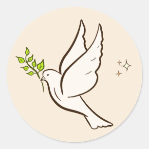 Dove of Peace. Anti-war, peace movement. Template Classic Round Sticker