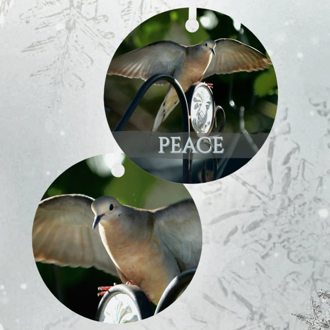 Dove of Peace Bird Photography Customisable Metal Tree Decoration (Creator Uploaded)