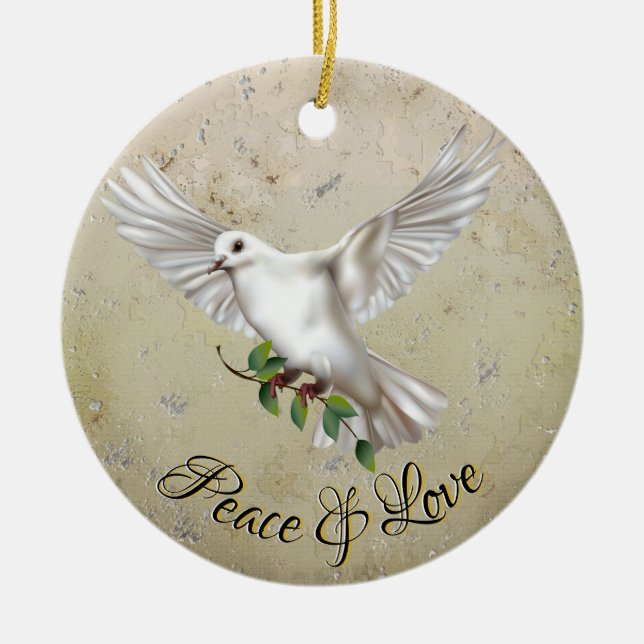 Dove of Peace Ceramic Ornament (Front)