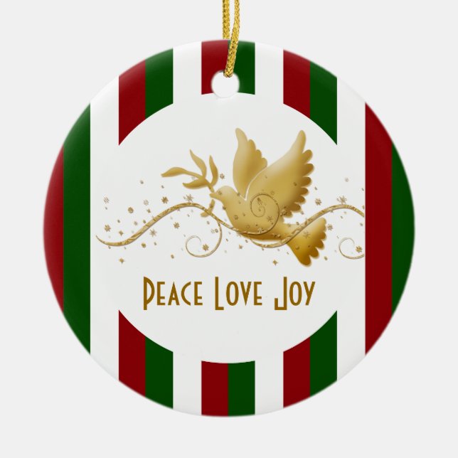 Dove of peace Christmas Ceramic Ornament (Front)