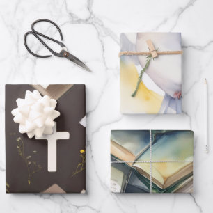 Dove of Peace & Cross Grace Wrapping Paper Sheet