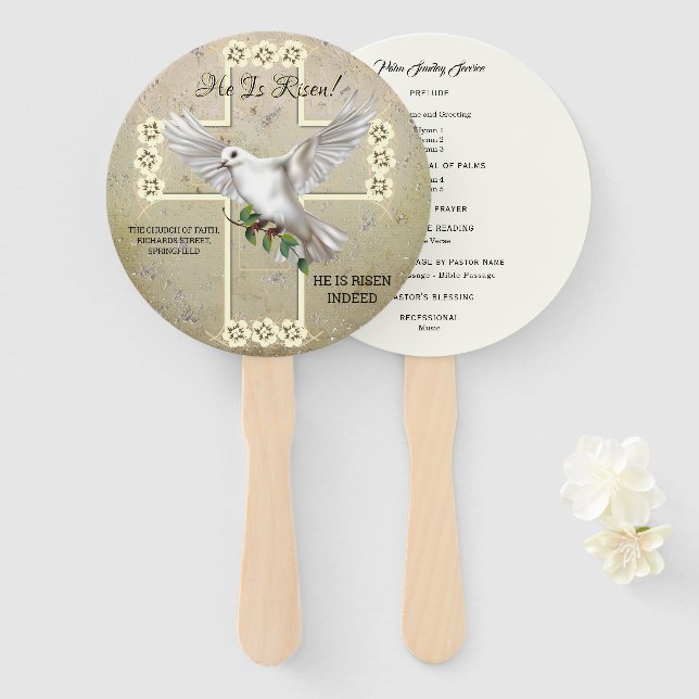 Dove of Peace Easter Program Hand Fan (Front and Back)