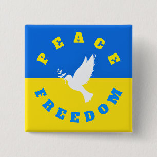 Dove of Peace - Flag of Ukraine - Freedom - Peace  15 Cm Square Badge