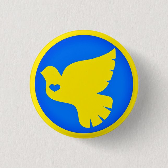 Dove of Peace - Flag of Ukraine - Freedom - Peace 3 Cm Round Badge (Front)
