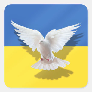 Dove of Peace - Flag of Ukraine - Freedom - Peace Square Sticker