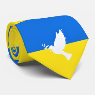 Dove of Peace Flag of Ukraine Neck Tie - Support