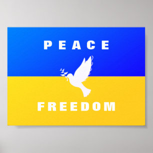 Dove of Peace - Flag of Ukraine - Peace - Freedom  Poster
