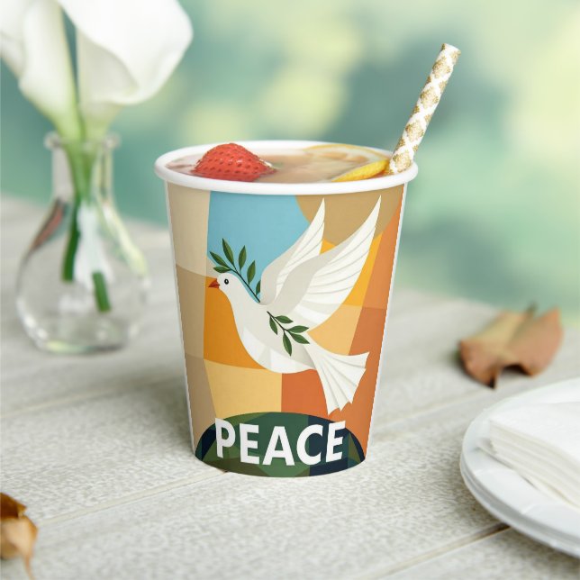 DOVE OF PEACE GEOMETRIC  PAPER CUPS (Insitu)