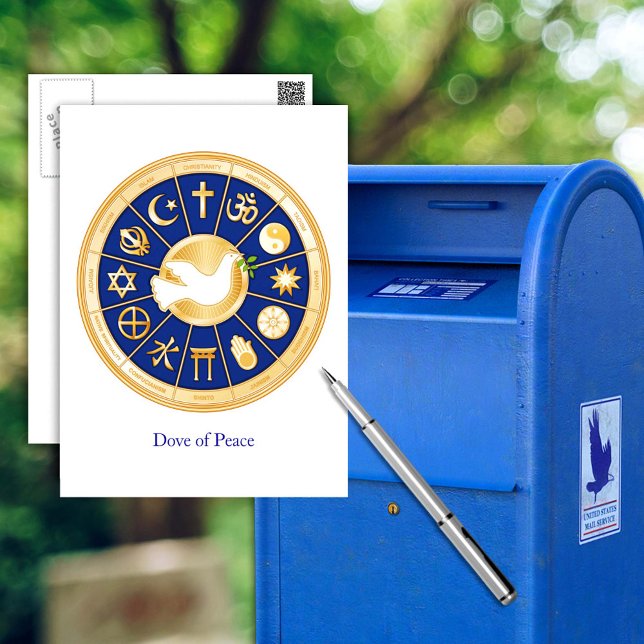 Dove of Peace, Harmony, Diversity, Faith Postcard (Dove of Peace, Harmony, Diversity, Faith Mandala Postcard)