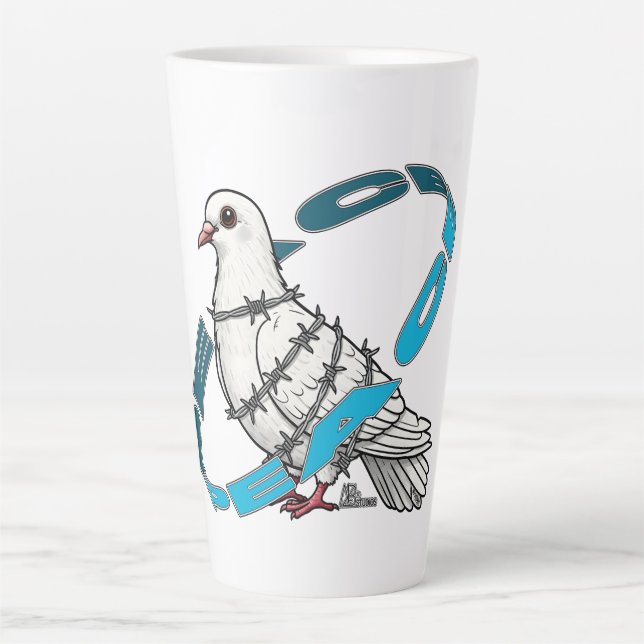 Dove of peace in Barbed Wire Embrace Latte Mug (Front)